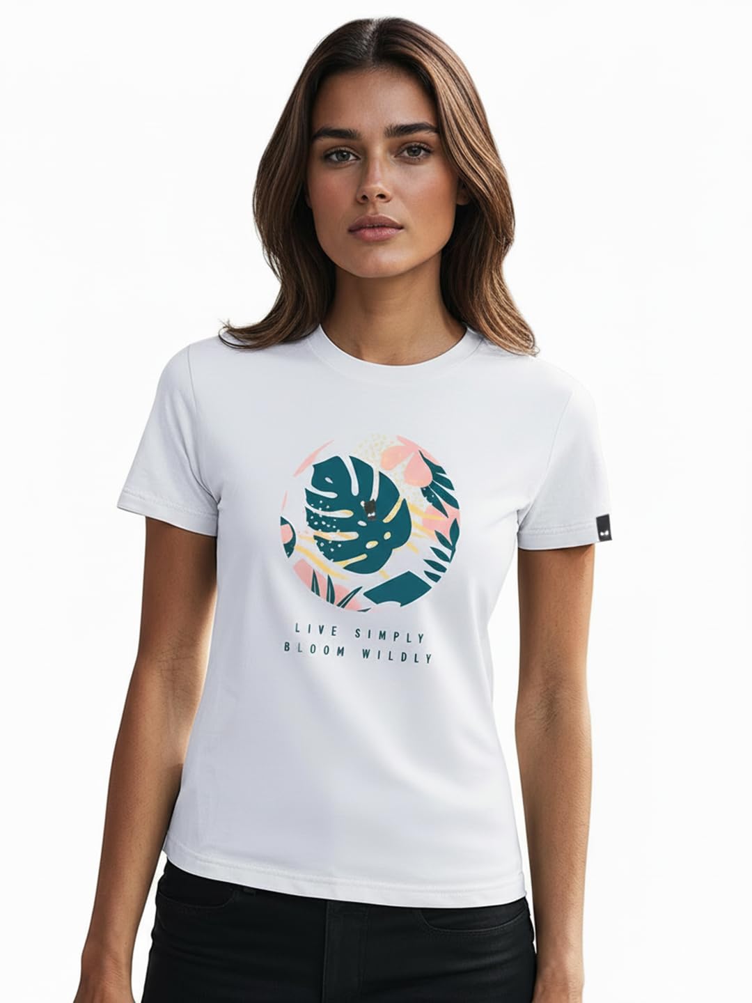 Women's Graphic Printed 100% Cotton T-Shirt - Slim Fit, Round Neck, Half Sleeves