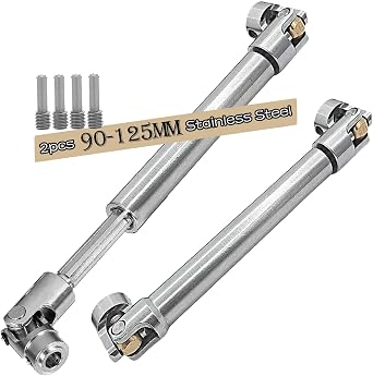 2pcs 90-125mm Stainless Steel Universal Drive Shaft 1/10 Traxxas TRX4 TRX6 Axial SCX10 Wraith Capra D90 TF2 Redcat GEN8 1/10 RC Crawler ARRCat RC Upgrade Parts Hop Up Center Drive Shaft