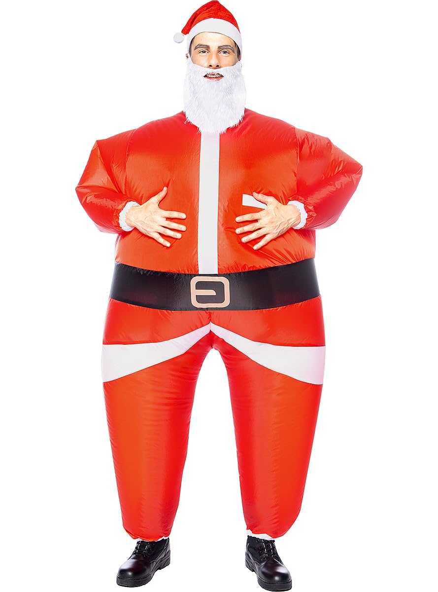 Funidelia | Disfraz de Papá Noel hinchable para hombre y mujer Santa Claus, Navidad, Papá Noel - Disfraz para adultos y divertidos accesorios para Fiestas, Carnaval y Halloween - Talla única - Rojo