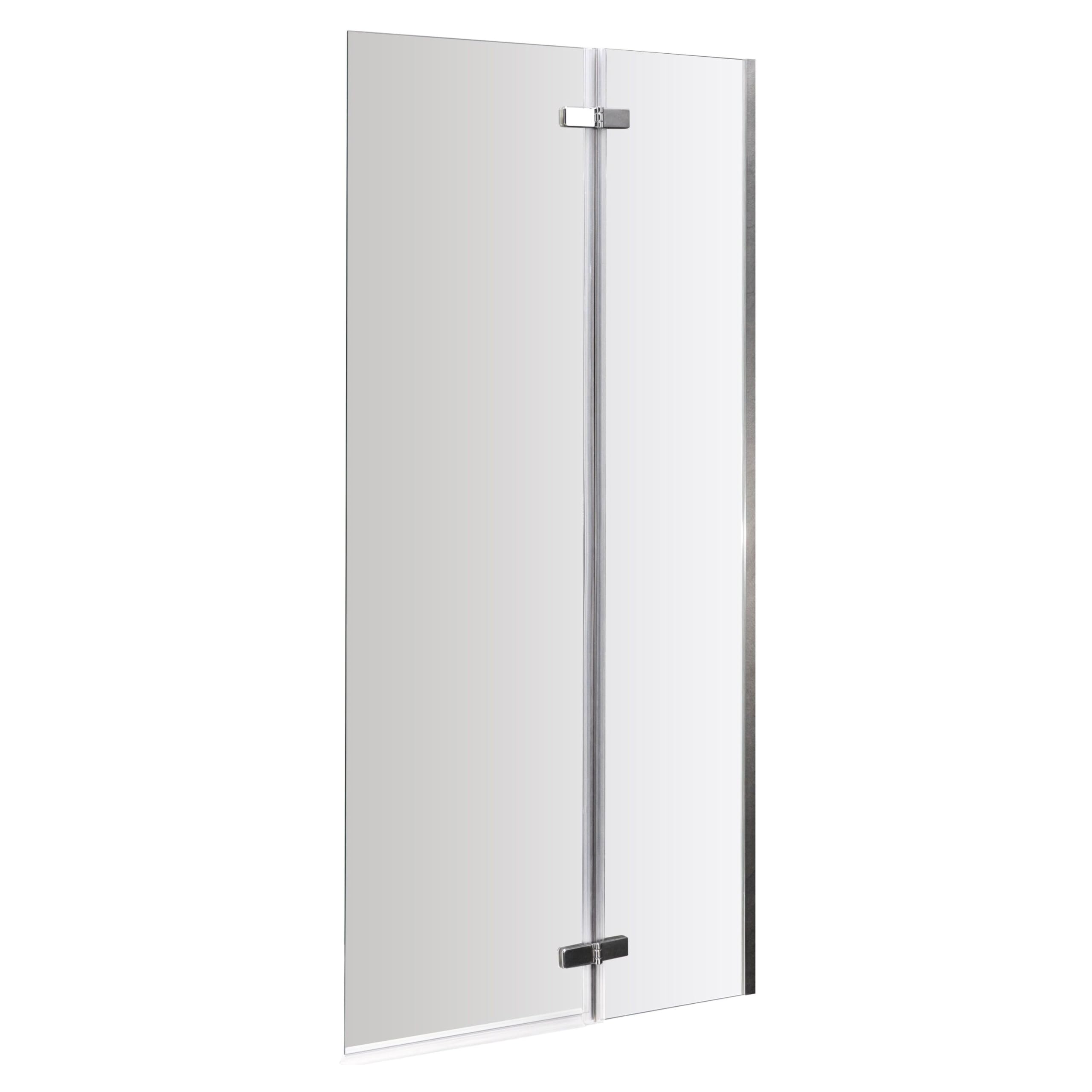 Balterley 760 X 1400Mm Bath Shower Screen, Rectangular Shower Screens For Baths, 5Mm Chrome Toughened Safety Bath Door Screen, Swing Out Centre Hinged Reversible Door Screens For Baths (Chrome)