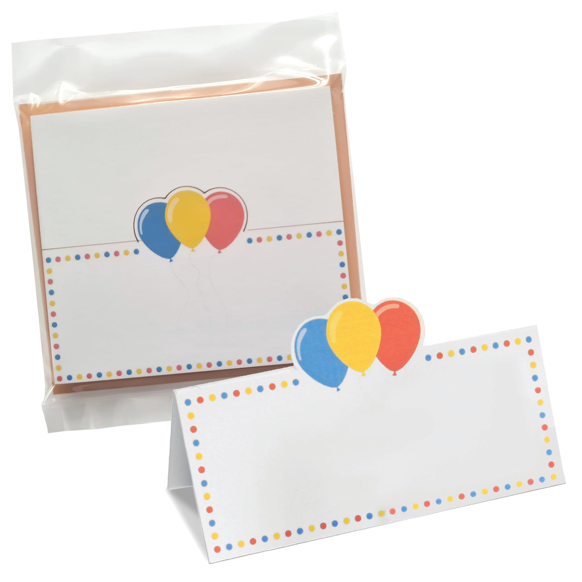 24pk Balloons Name Place Cards - Blank & Ready to Personalise - Fun Table Decorations for Birthdays, Celebrations & Parties