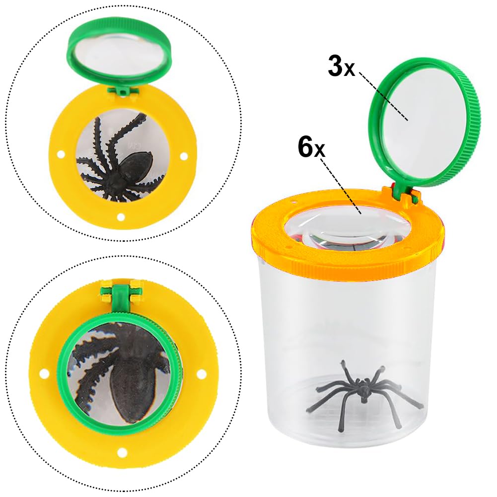 Kit Exploration Insectes Abiemuce - 8 Boîtes Loupes + Pinces - Pour Enfants - Observation Nature Et Science