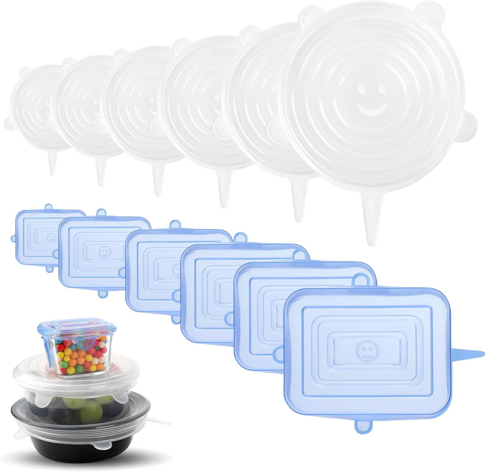 6 Couvercles En Silicone Alimentaire Fyihoxi | Universels Élastiques | Sans BPA | Pour Bols, Tasses, Fruits