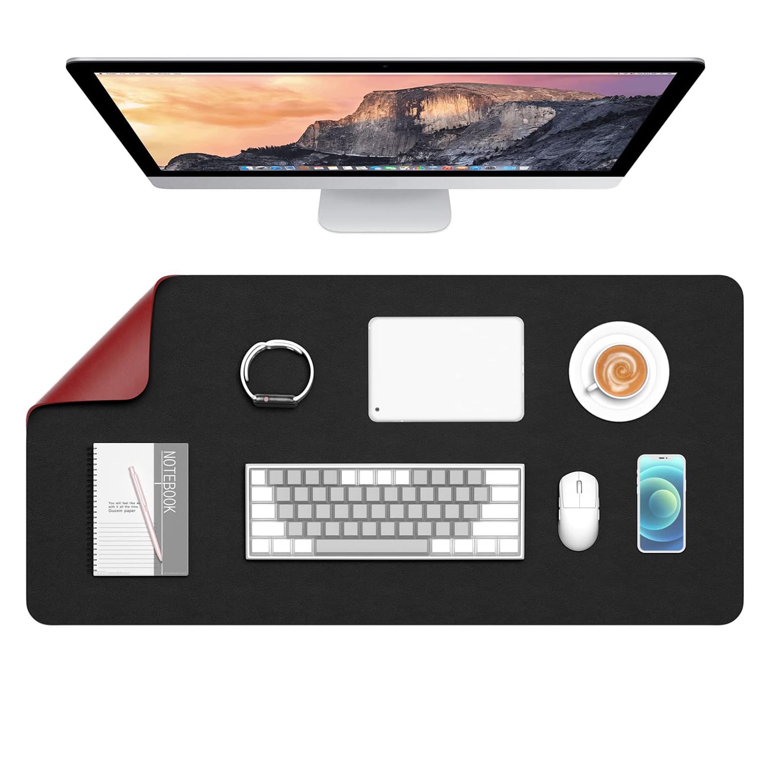SYGA Desk Pad Protector Waterproof PU Desk Mat Blotters on Desktop Laptop Computer Gaming Keyboard Mouse Pad Non-Slip Desk Writing Mat Cover for Office & Home 90CM * 45CM Black & Red (B08VVKG3NF) Amazon Price History, Amazon Price Tracker