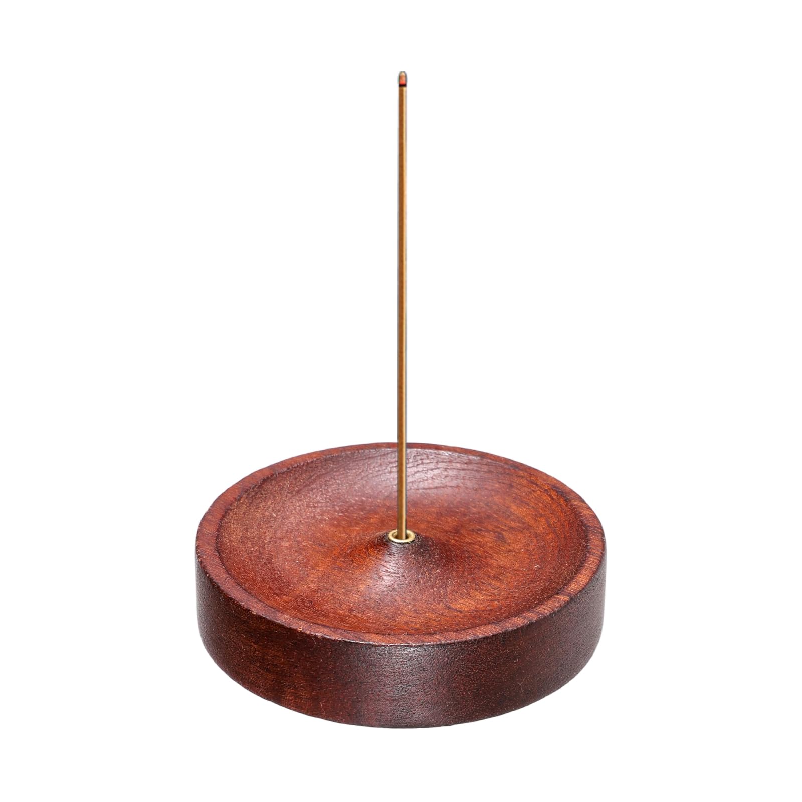 Black Walnut Incense Holder for Sticks, Round Wooden Incense Burner for Sticks Round Wooden Incenses Burner Tray, Handcrafted Natural Diffuser Bowl for Meditation Yoga Spa Relaxation Home Decor