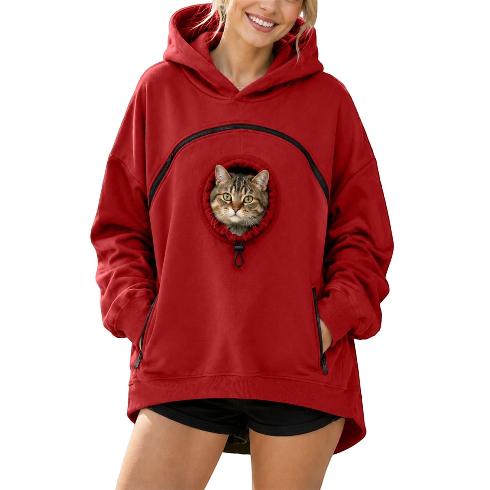 Pet Pouch Hoodie Cat Hoodie with Pouch Pull Pocket for Dogs & Snack Hoodies