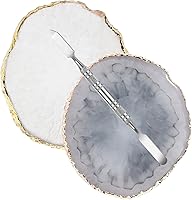 Vista 10 de Paleta de esmalte de uñas de resina, 2 piezas, paleta de arte de uñas con varilla de agitación inoxidable (gris y verde)