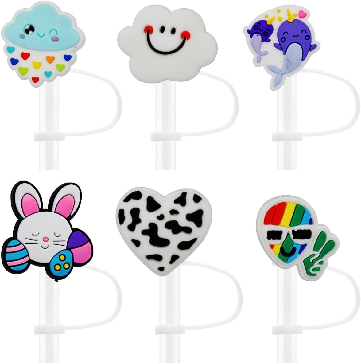 Random Different 10mm Straw Cover Caps for Tumbler Cup,40PCS Mixed Cute PVC Straw Toppers, Dust-Proof and Reusable,Party Gifts - Image 3