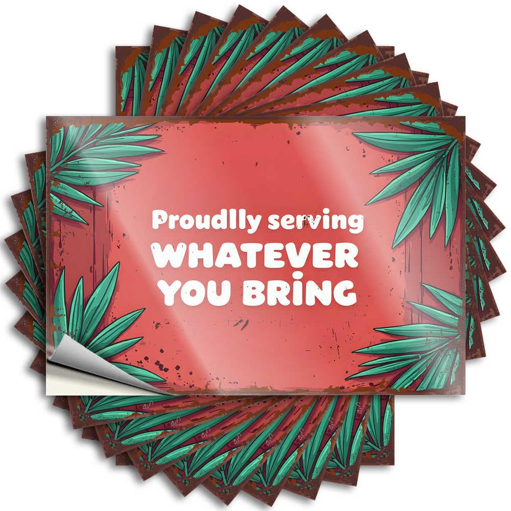Sticker Sports Easy Apply | Welcome to Our Tropical Paradise: Whatever You Bring, We Serve It Winter Helmet Peel and Stick(6X9CM)