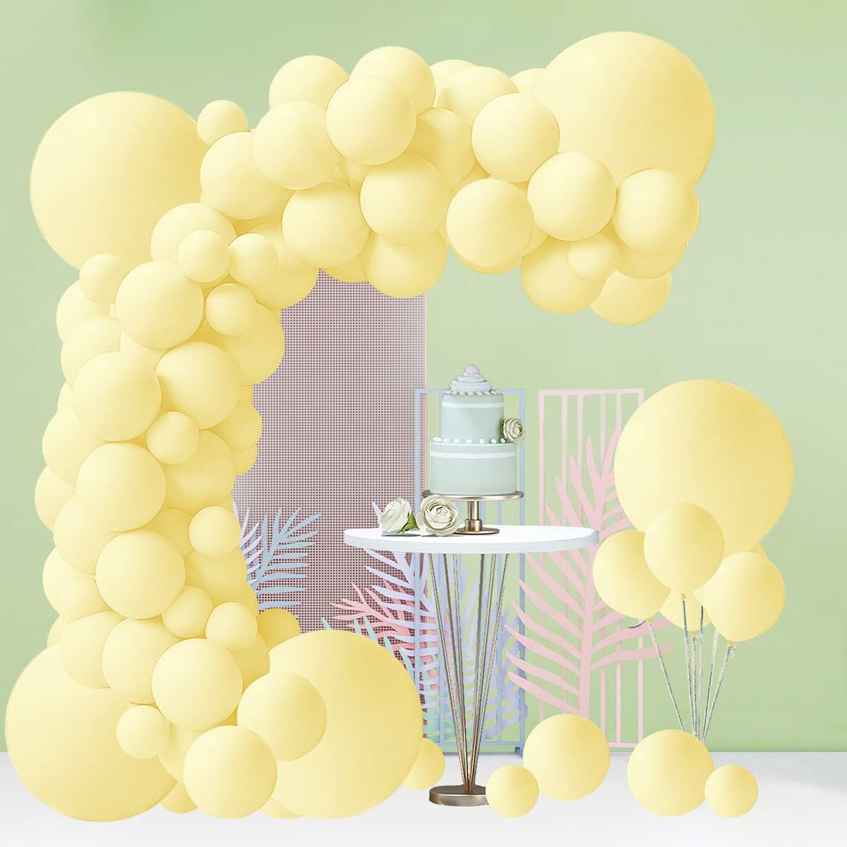 Pastel Yellow Balloons 85 Pcs Light Yellow Balloon Garland Arch Kit 18 inch 12 inch 10 inch 5 inch Balloons Baby Shower Helium Balloons Birthday Wedding Decorations Latex Party Balloons