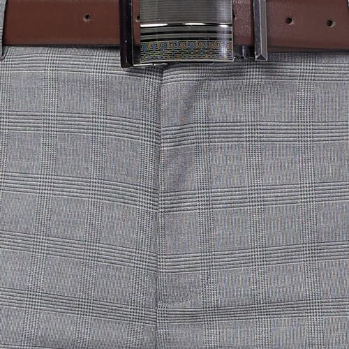 Image of Raymond Men's Mid Rise Slim Fit Checks Pattern Polyester Blend Pleated Formal Trouser