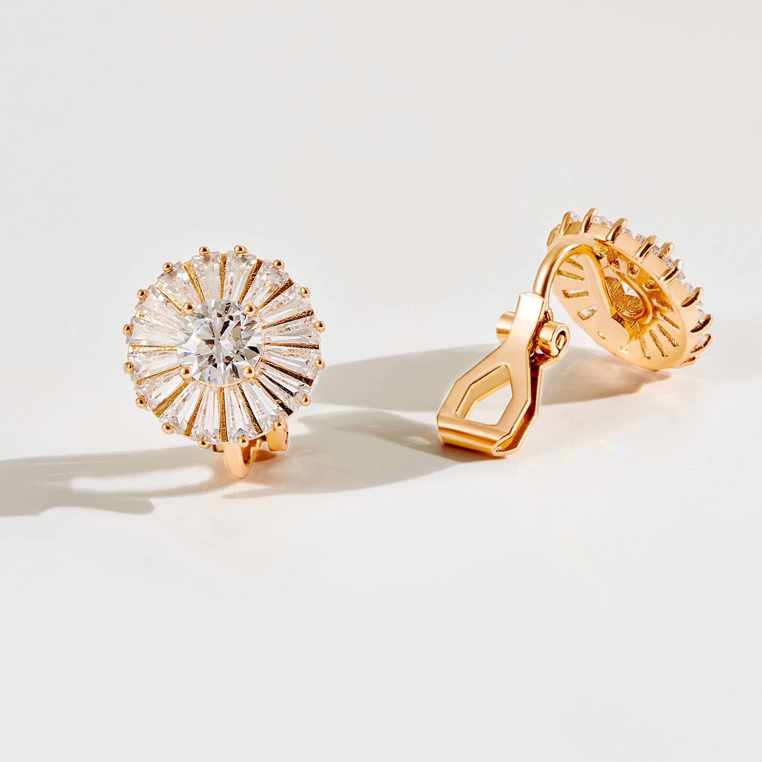 Clip on Earrings Women, 14K Gold Hoop Clip-On Earrings for Women, Hypoallergenic Non Pierced Croissant Earrings - Image 3