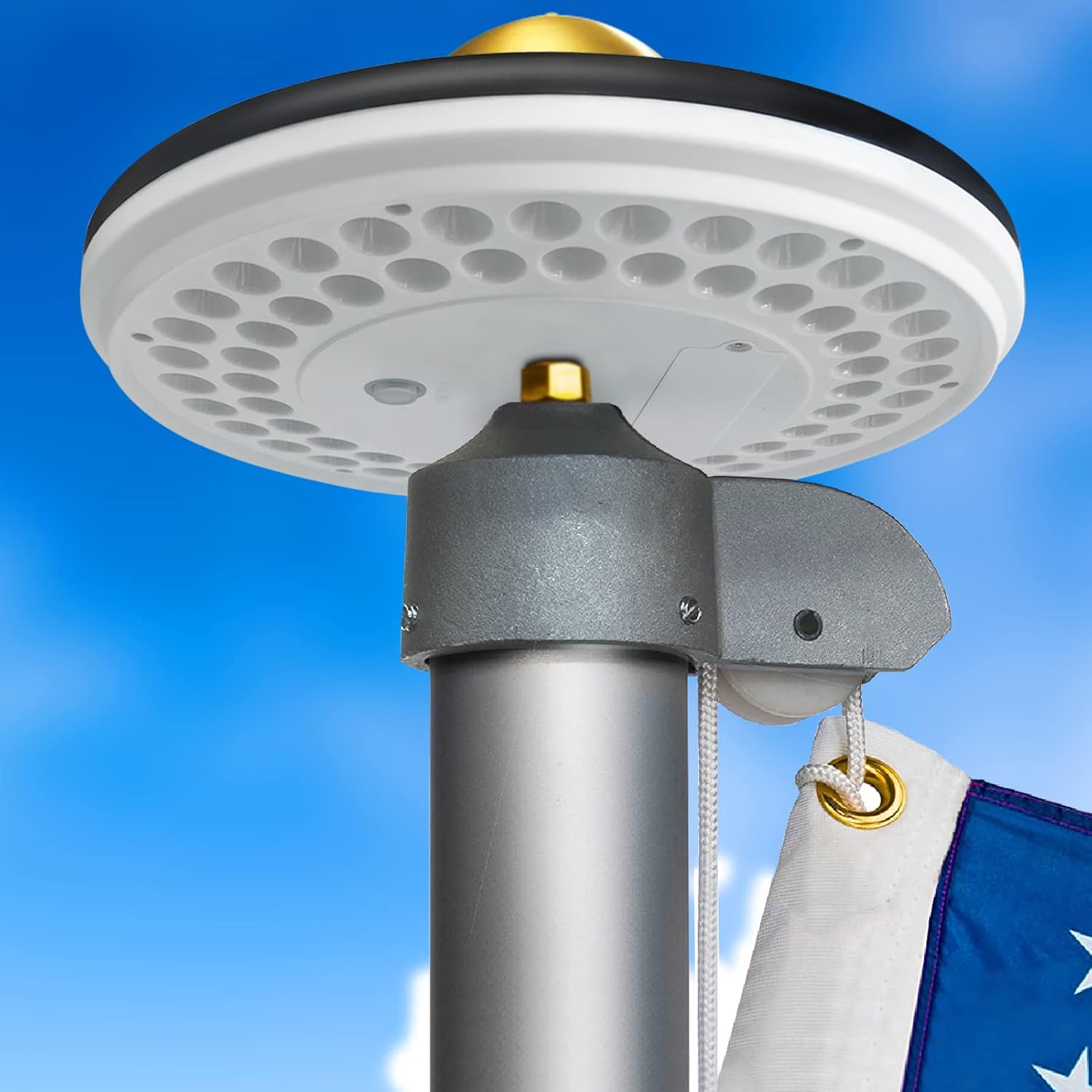 Solar Flag Pole Light, SuperBright 60 LED, Long Lasting 1300 Lumen