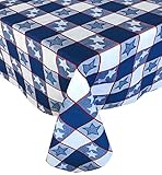 Americana Patriotic Star and Stripes Cotton Jacquard Weave Fabric Tablecloth,  Festive Red, White...