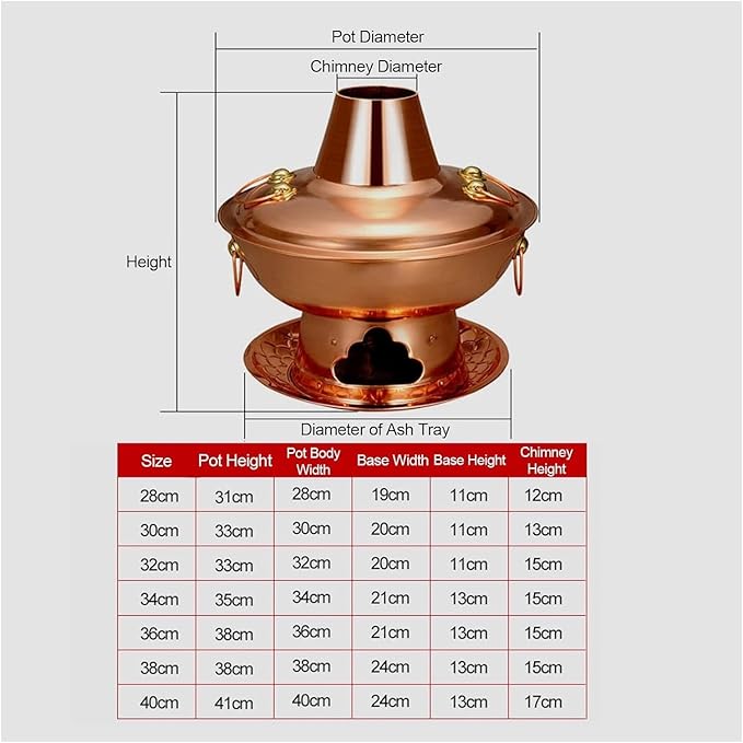 Olla de cobre para fondue mongola, 30 cm, calentada con carbón miniatura 3