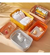 Bgfuni Set of 4 Small Plastic Storage Baskets, Office Home and Kitchen Tidy Organiser, White Plas...
