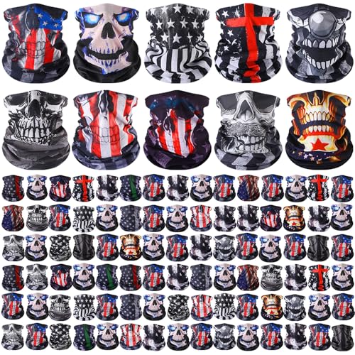 Image of Bonuci 100 Pcs Neck Gaiter Bulk Seamless Neck Gaiter Face Coverings Breathable Elastic Headwear Bandana for Women Men