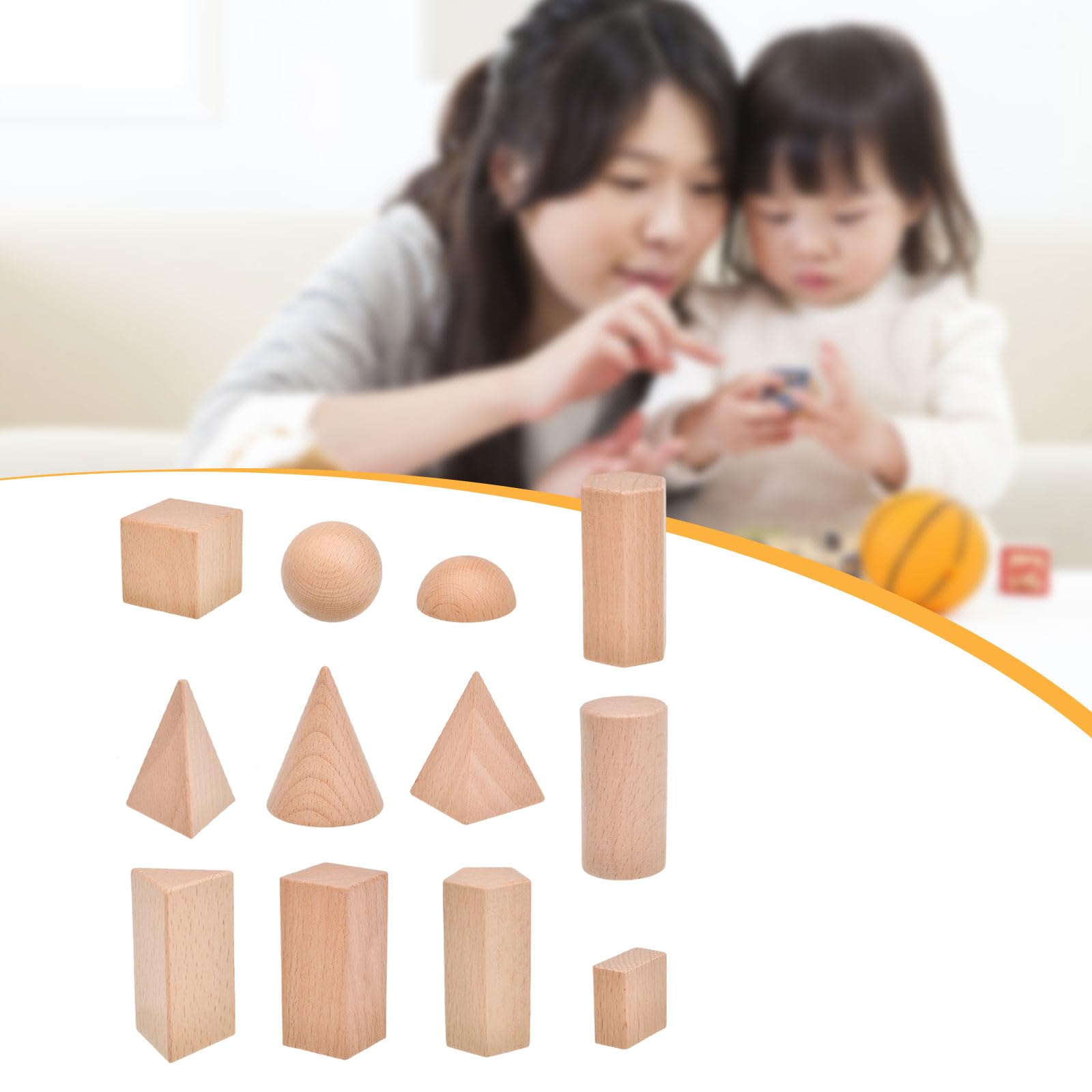 Amazon | 12個入り 木製ブロック 立方体 積み木 幾何学 3D形状 幾何学