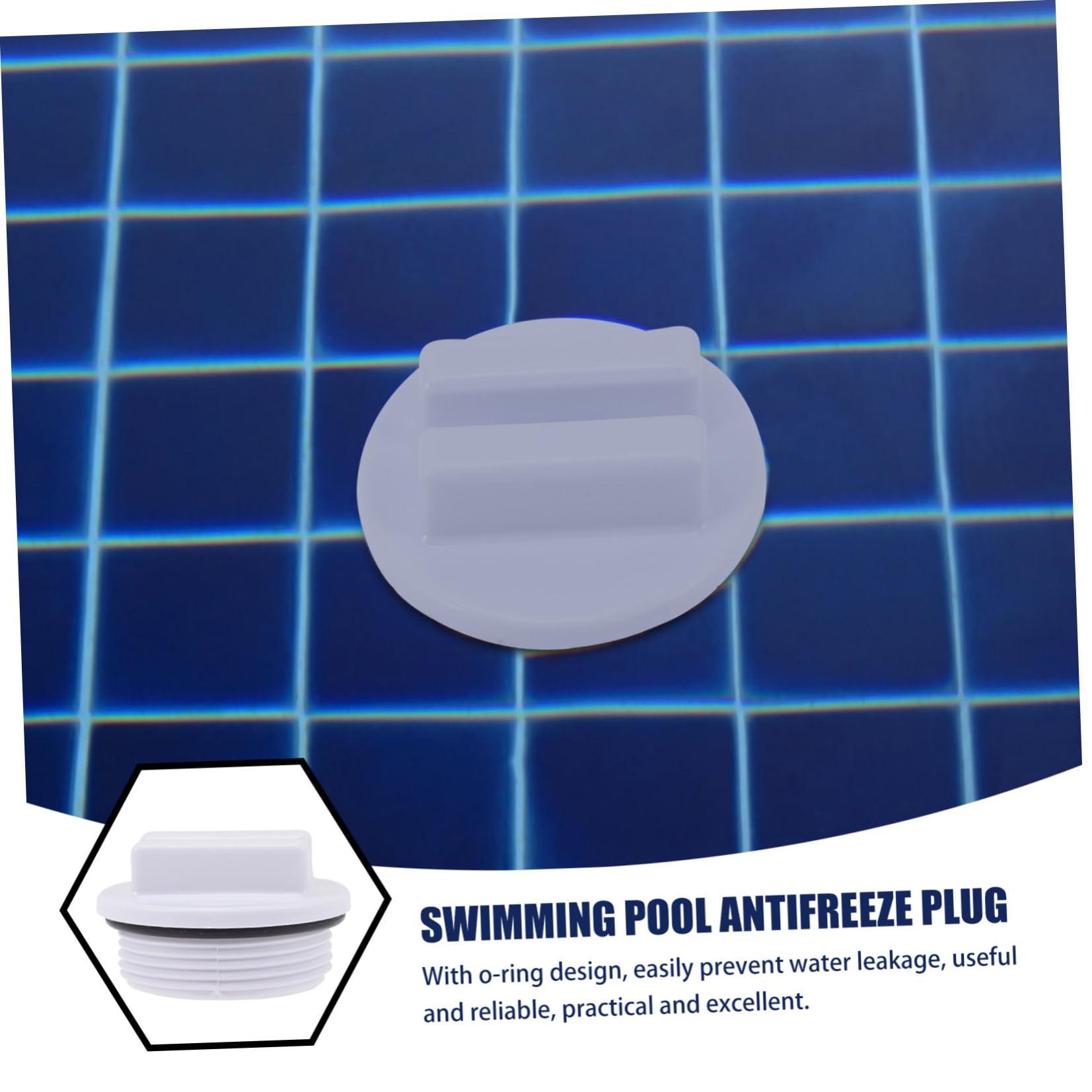 Set di tappi filettati per piscina con O-Ring, confezione da 6 per la prevenzione delle perdite d'acqua, gomma e materiale PP, adatto per filettatura piscina 4,8 cm, diametro interno 3,81 cm