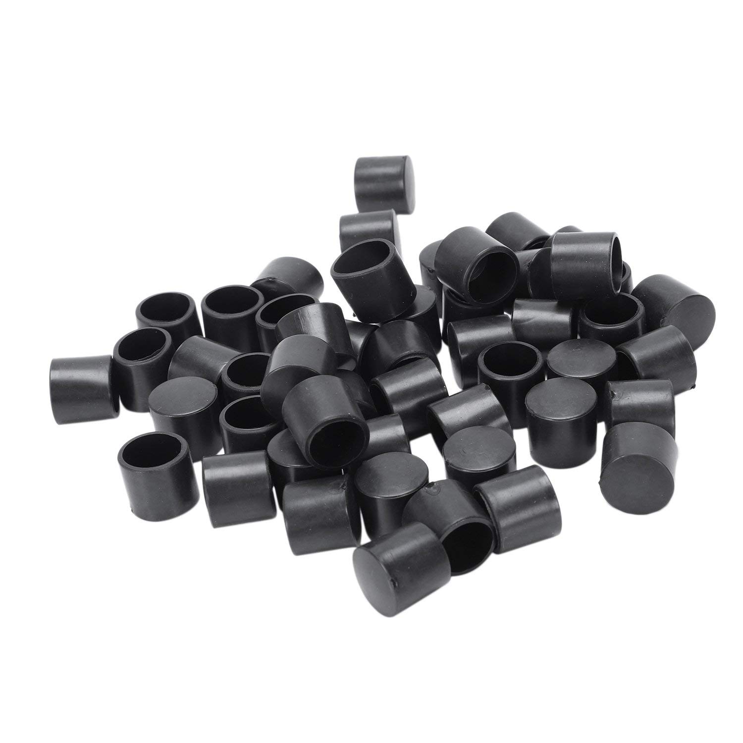 Hundnsney Black 50 Pcs Rubber Pvc Flexible Round End Cap Round 12Mm Foot Cover