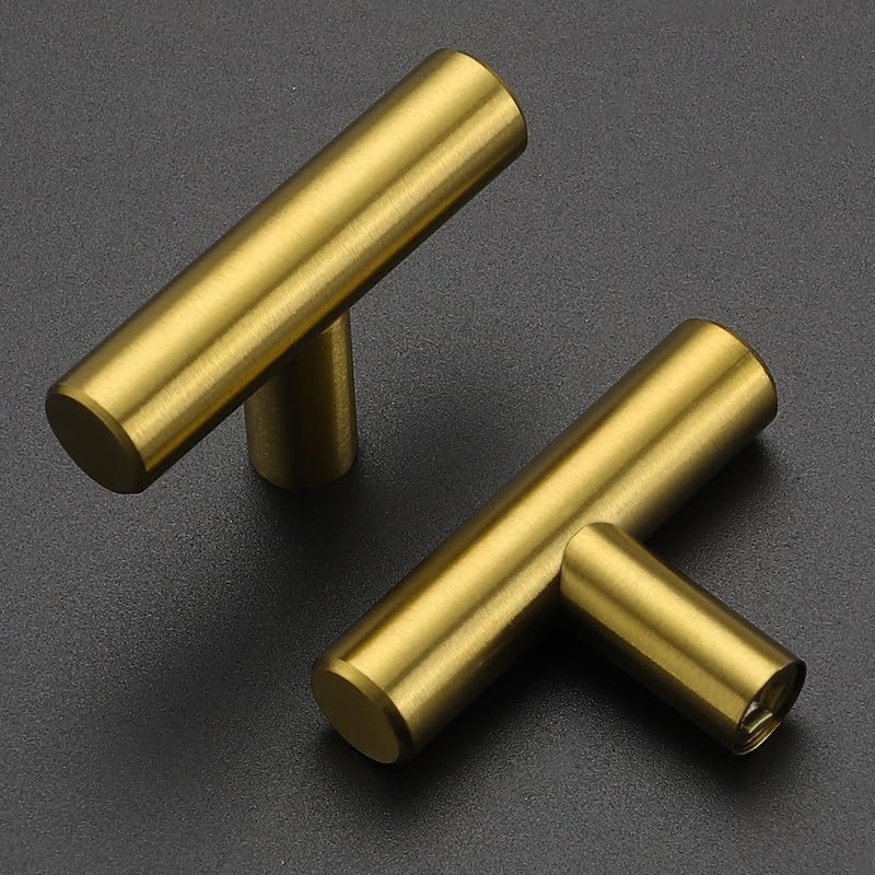 Ravinte Pack of 25 Gold Cabinet Knobs, T Bar Handles for Kitchen Cabinets 50 mm Total Length Cabinet Handles - Image 2