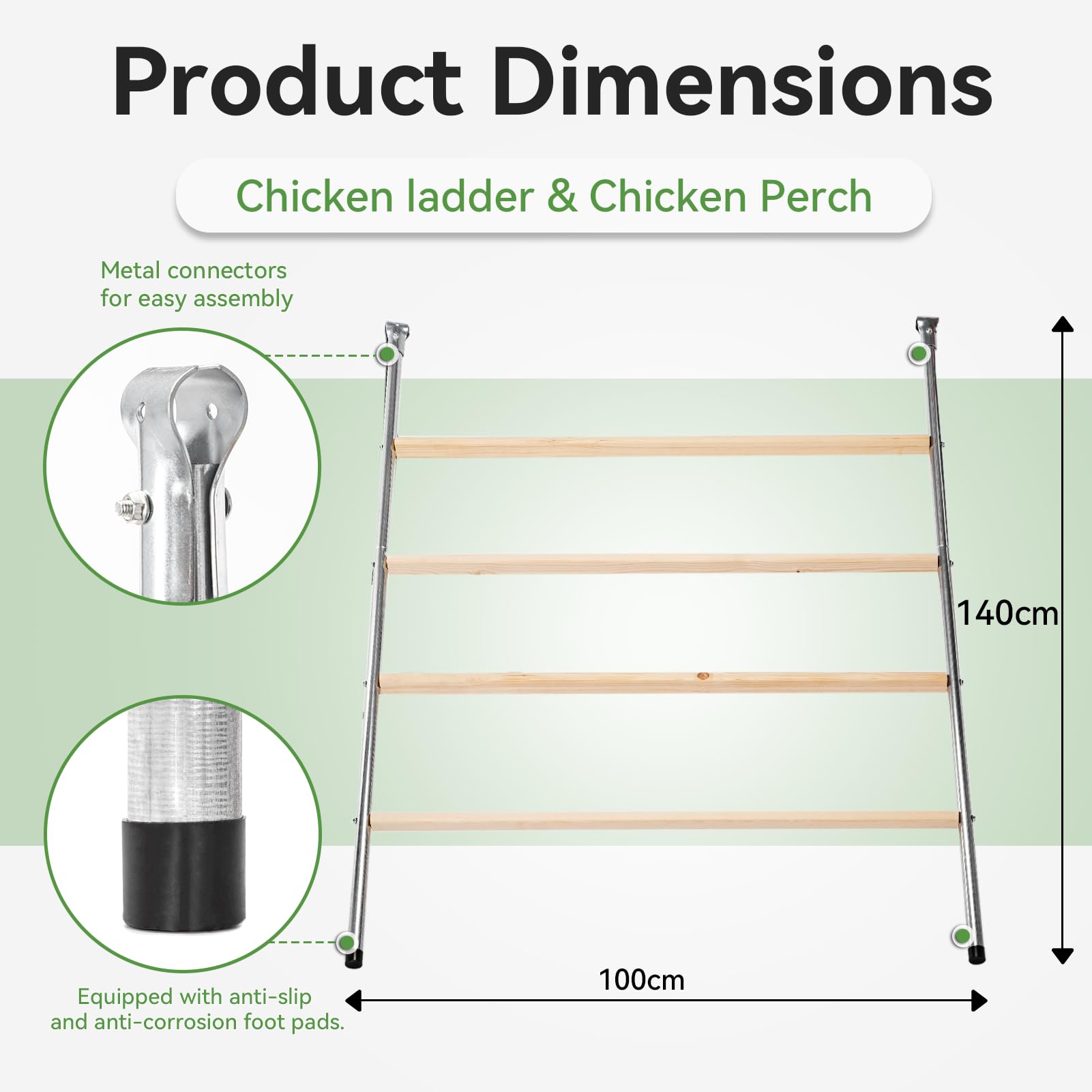 Petsfit Perchoir Carré de Poulet 140 cm L x 100 cm l pour Volaille de Basse-Cour, Poulailler