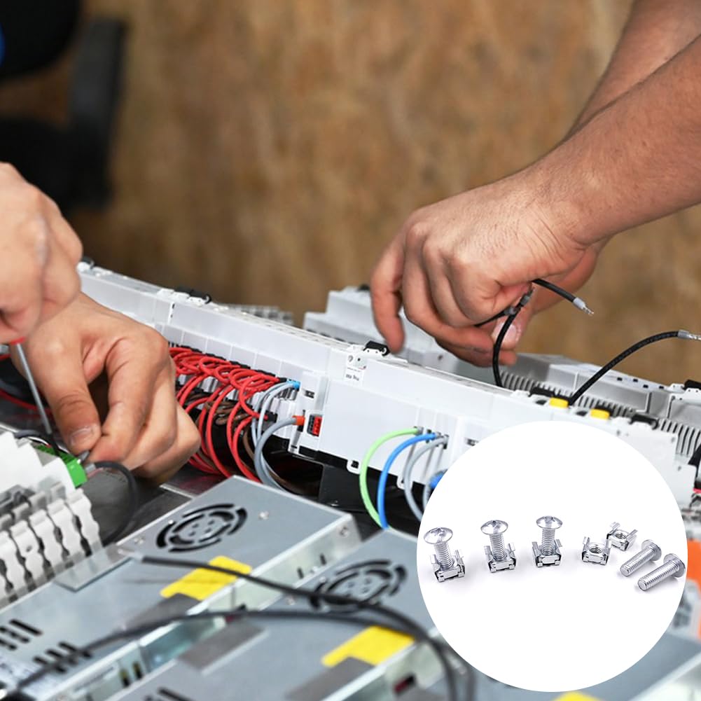 110 Pz/55 Set Viti e Dadi in Gabbia per Armadio Rack,Viti con Gabbia M6,Filettatura M6,Dado per Installazione su Rack,Confezione Dadi a Gabbia per Armadi di Rete Rack Patch Panel e Armadi di Server