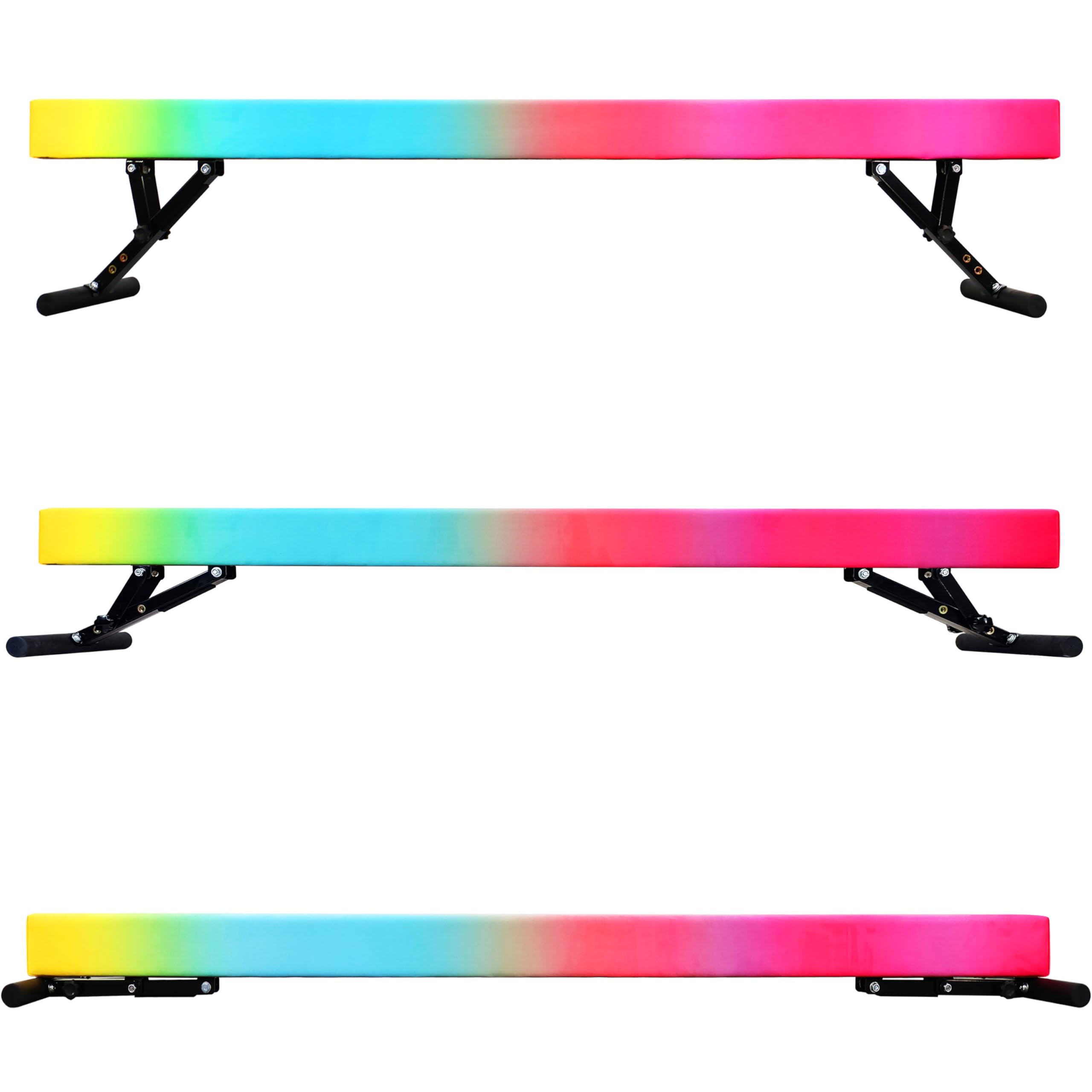 Adjustable Balance Beam for Kids Ages 5-20 - 8FT Gymnastics Equipment - High and Low Floor - Big Triangle Legs - Weight Limit up to 500 LBS for Home or Gym