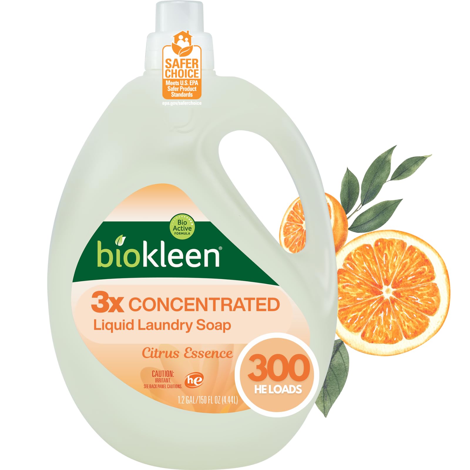 Biokleen Natural Laundry Detergent Liquid - 300 Loads- Eco Friendly Concentrated Plant Based Safe for Kids and Pets No Artificial Colors or Preservatives