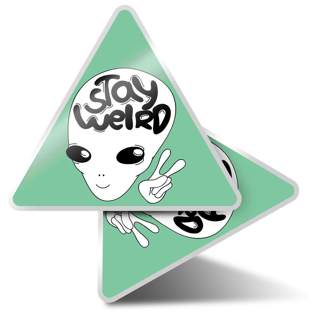 Destination Multi 2 X Triangle Stickers 10 Cm - Stay Weird Ufo Alien Aliens Space Fun Decals For Laptops,Tablets,Luggage,Scrap Booking,Fridges #14724
