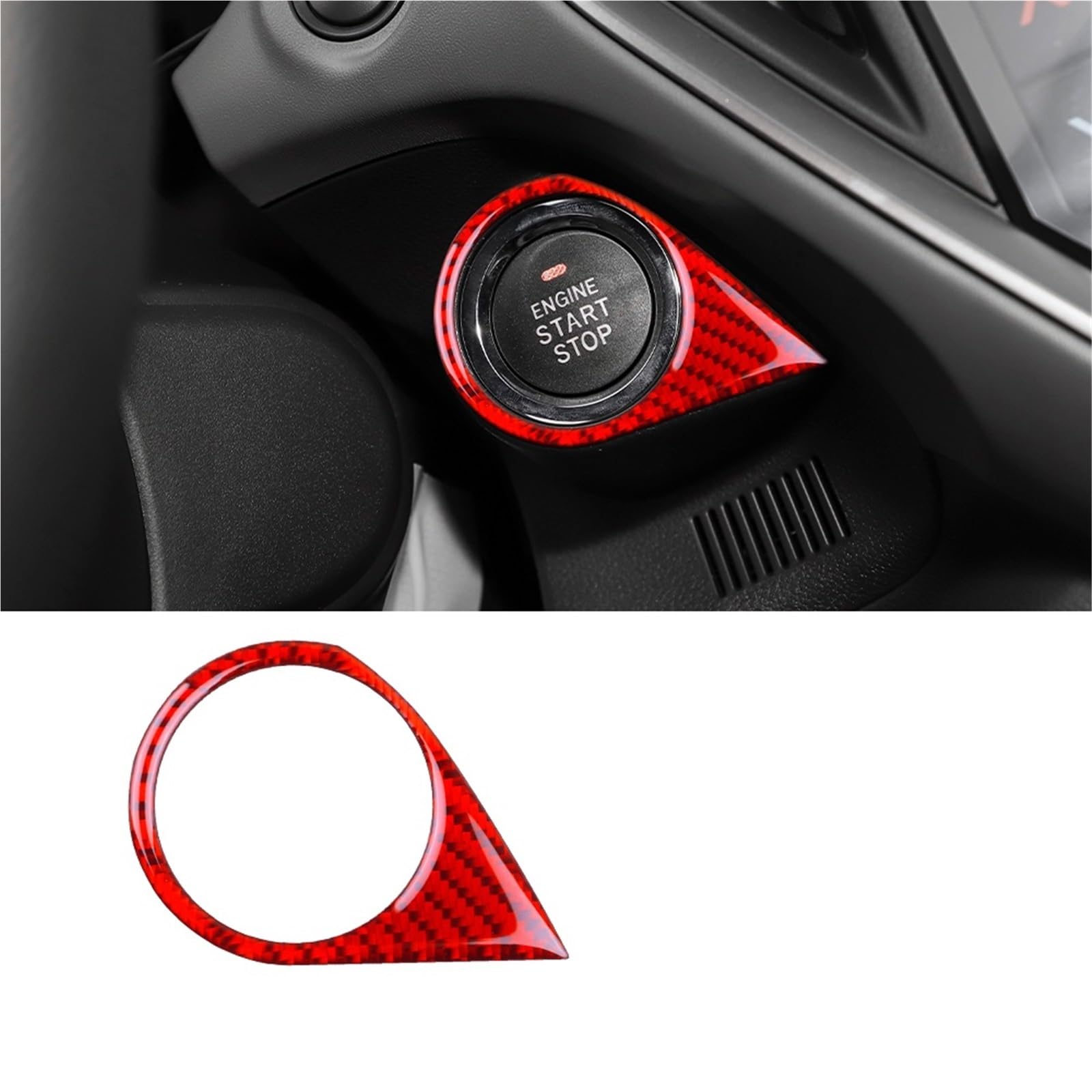Winvox Red Carbon For Subaru For Crosstrek For Impreza 2024 Car Engine Start Stop Button Frame Lhd Interior Accessories Soft Carbon Fiber Sticker Car Trim Interior(Red Carbon)