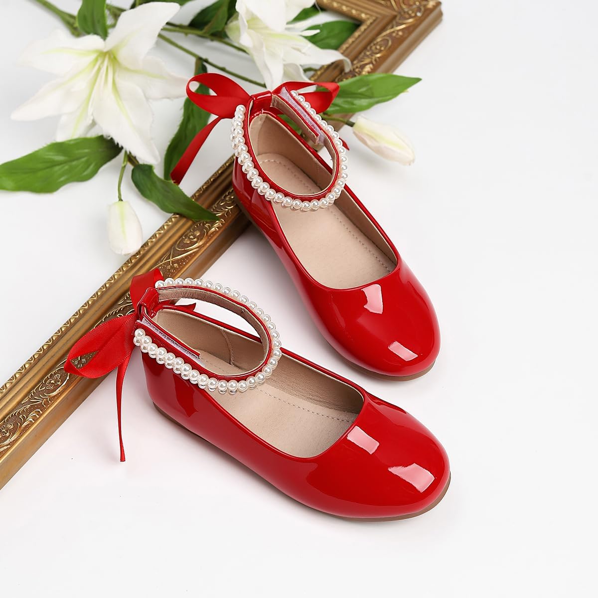 Girls Dress Shoes Bowknot Wedding Party Flat Shoes for Toddler/Little/Big Kids - Image 7