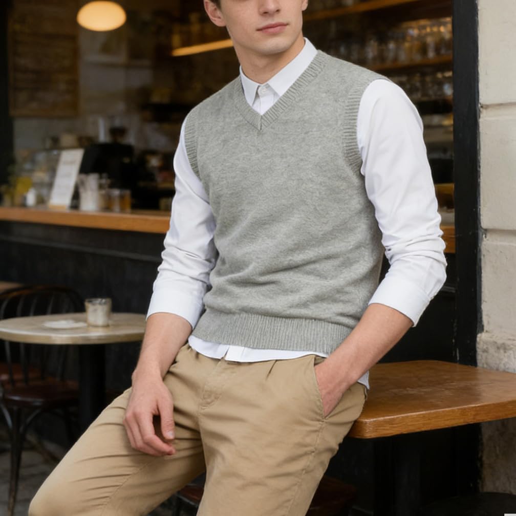 Pulls sans Manches pour Hommes Gilets Tricotés à Col en V