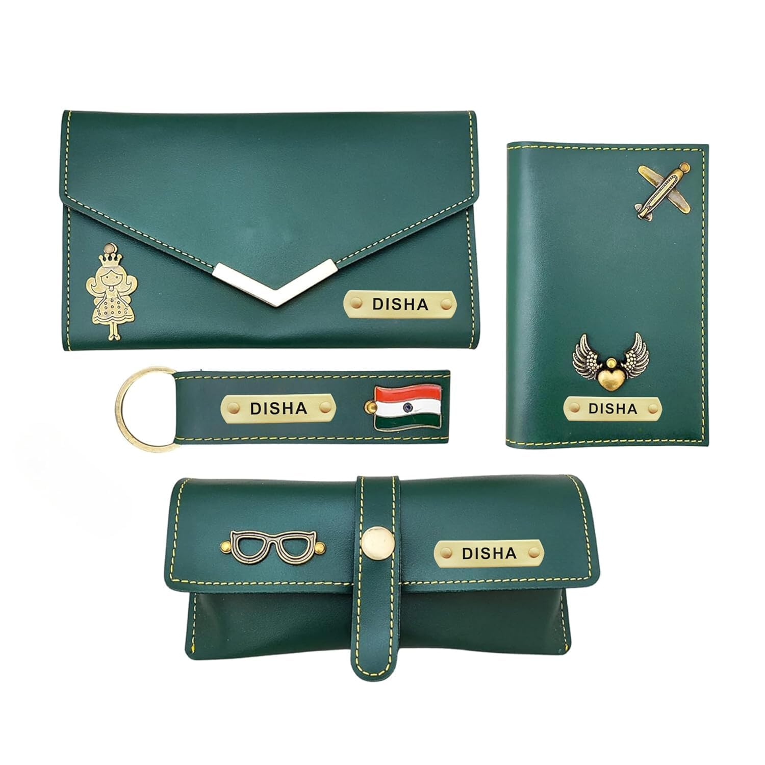 Gift for Women for Birthday - Customized Leather Lady Wallet - Customised Clutch for Women - Pack of 4 - Olive Green-image-44