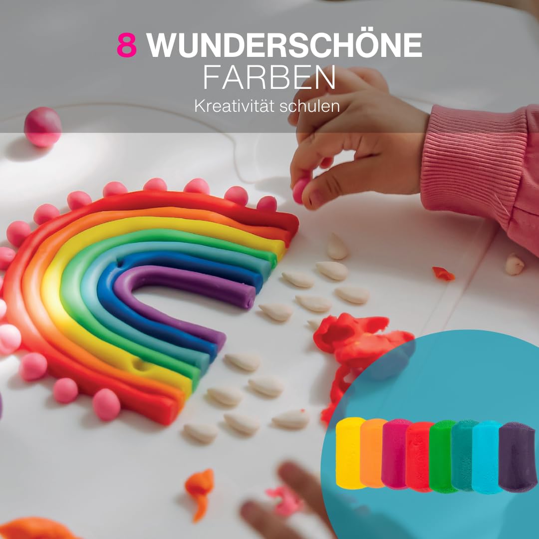 KNETÄ Knete ab 1 Jahr I Party Set I 8x 100g vegane Kinderknete inkl. 2x Bastelkarte Tiermotive I Playdough I Kindergeburtstag