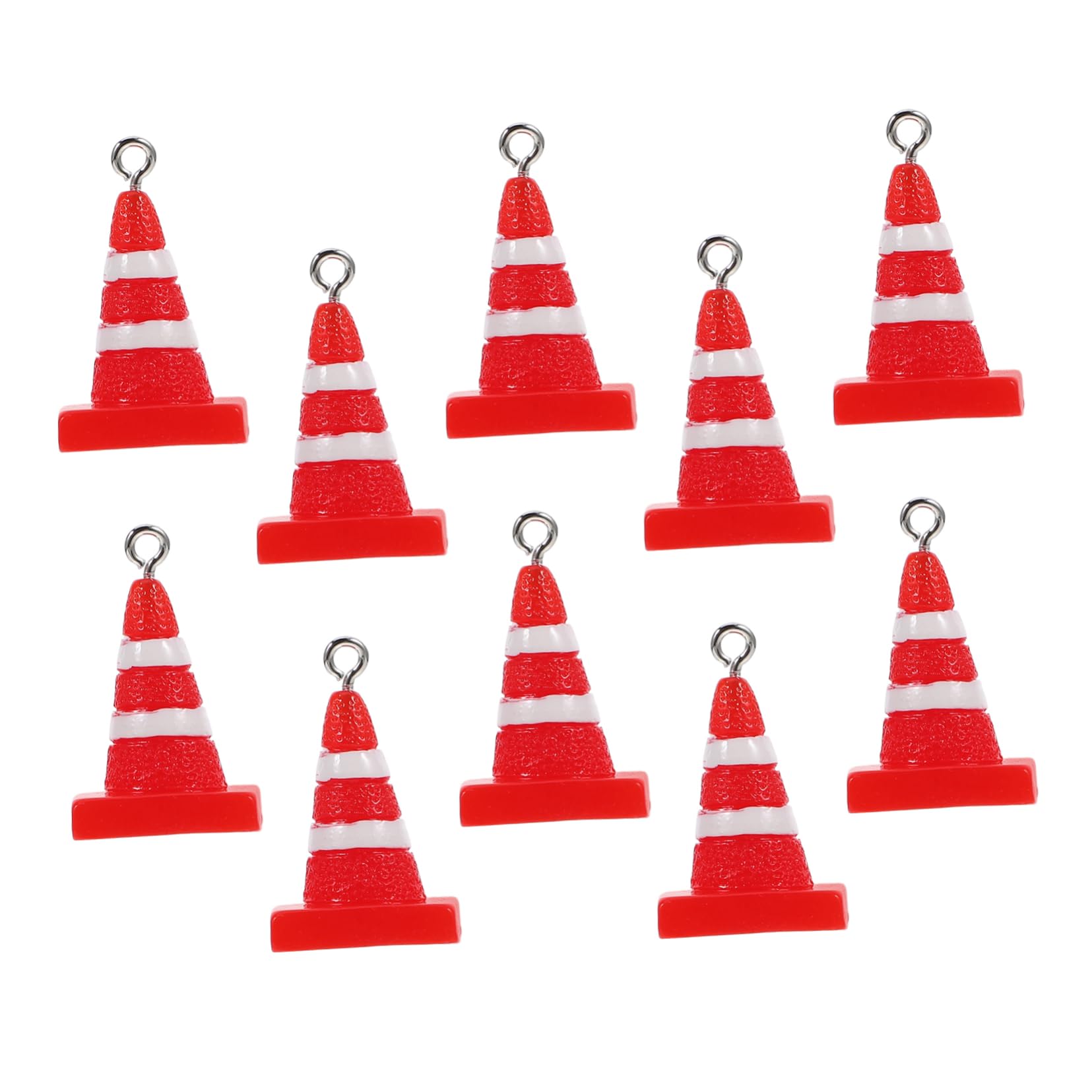 AUTSUPPL 10pcs Barricade Pendant Jewelry Traffic Cones Pendants for Necklaces Mini Traffic Signs Funny Necklace Charm Traffic Road Signs Playset Mini Construction Cones Red Resin