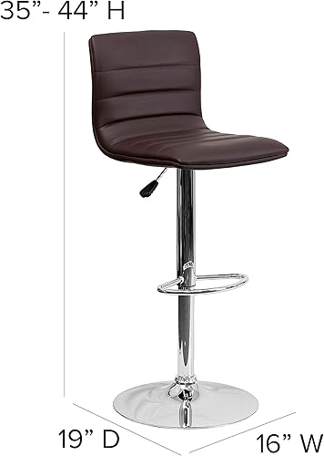 Miniatura 3 de Flash Funiture silla de bar ajustable con base cromada, Acero Vinilo, Marrón Marrón,Negro -,Gris,Blanco,Verde,Púrpura,Amarillo,Borgoña,Rojo -