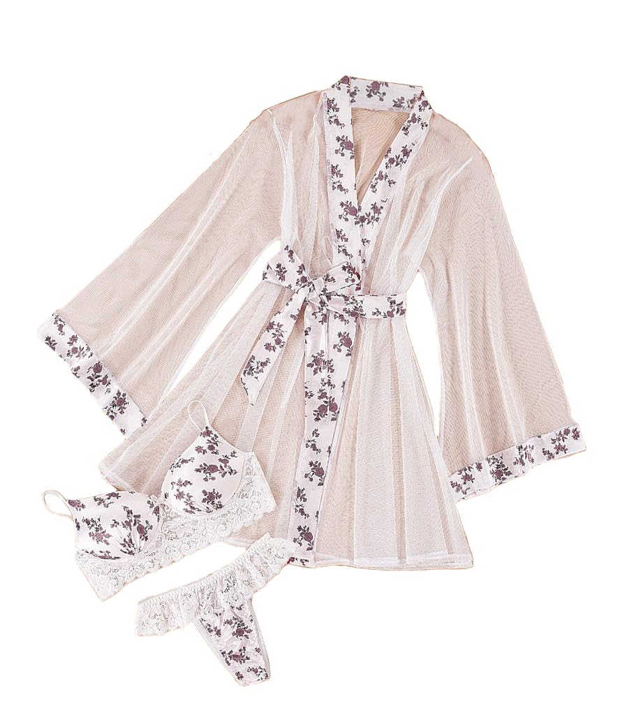 Sol SuaveWomen's Plaid Lace Trim Lingerie Set Strappy Bralettes with tulle lace lingerie rope