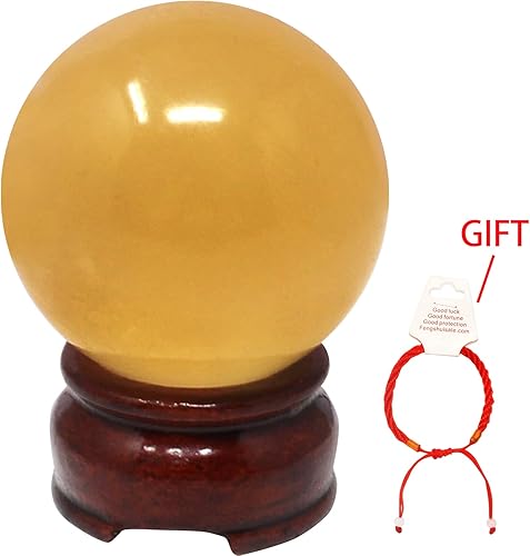 Miniatura 2 de Bola de esfera de cristal citrino natural de Feng Shui de 2 pulgadas+soporte y una pulsera de cuerda roja gratis Y1386