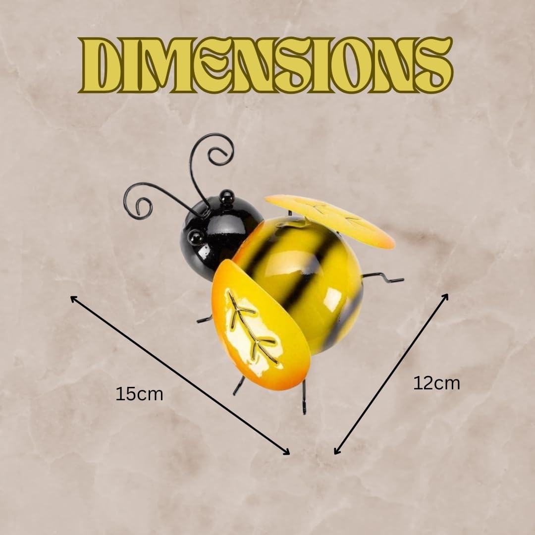 Garden Mile Bumble Bee Metal Garden Ornaments Outdoor Wall Art For Walls Fences Etc Long Lasting Hanging Garden Ornaments For Outdoor Indoor Hand Painted Metal Wall Art For Wall Decor - Image 4