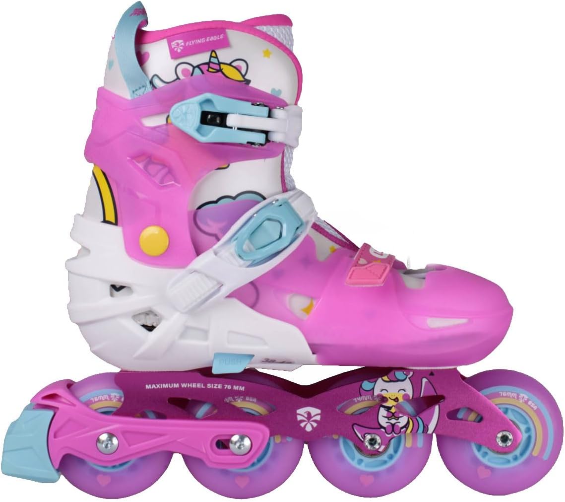Flying Eagle L6 Lumos Jr. Kids Skates - Light Up Roller Skate, Adjustable Kids Inline Skates for Girls and Boys, LED Wheels Skate for Children's Inline Skating Shoes