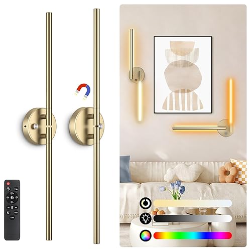 Battery Operated Wall Sconce Set of Two:Wireless Magnetic Wall Lights