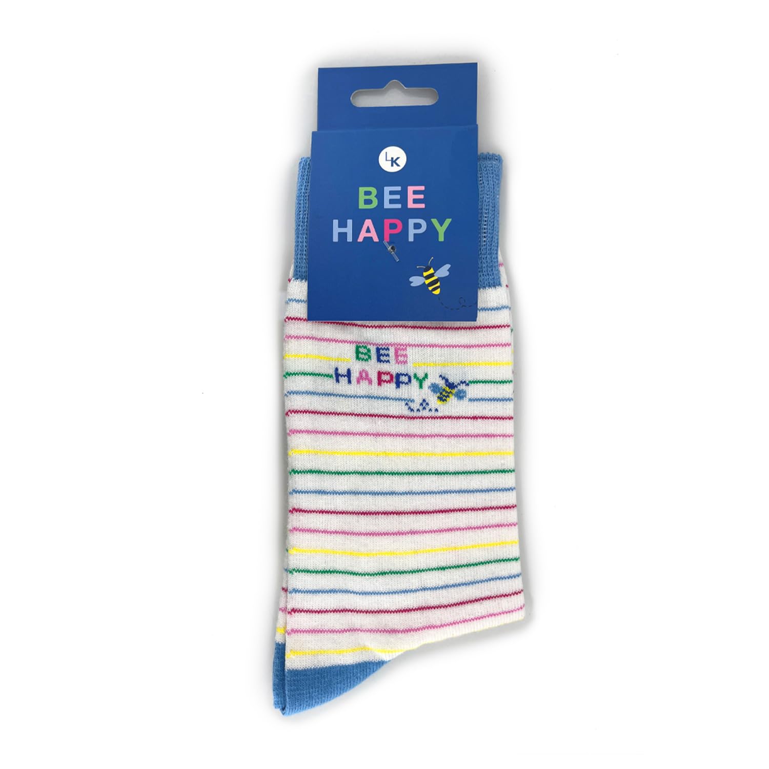 Love Kates Snazzy Socks Bee Happy Stripey Ladies Socks Size 4-7 Novelty Sock Gift LKSOCK010