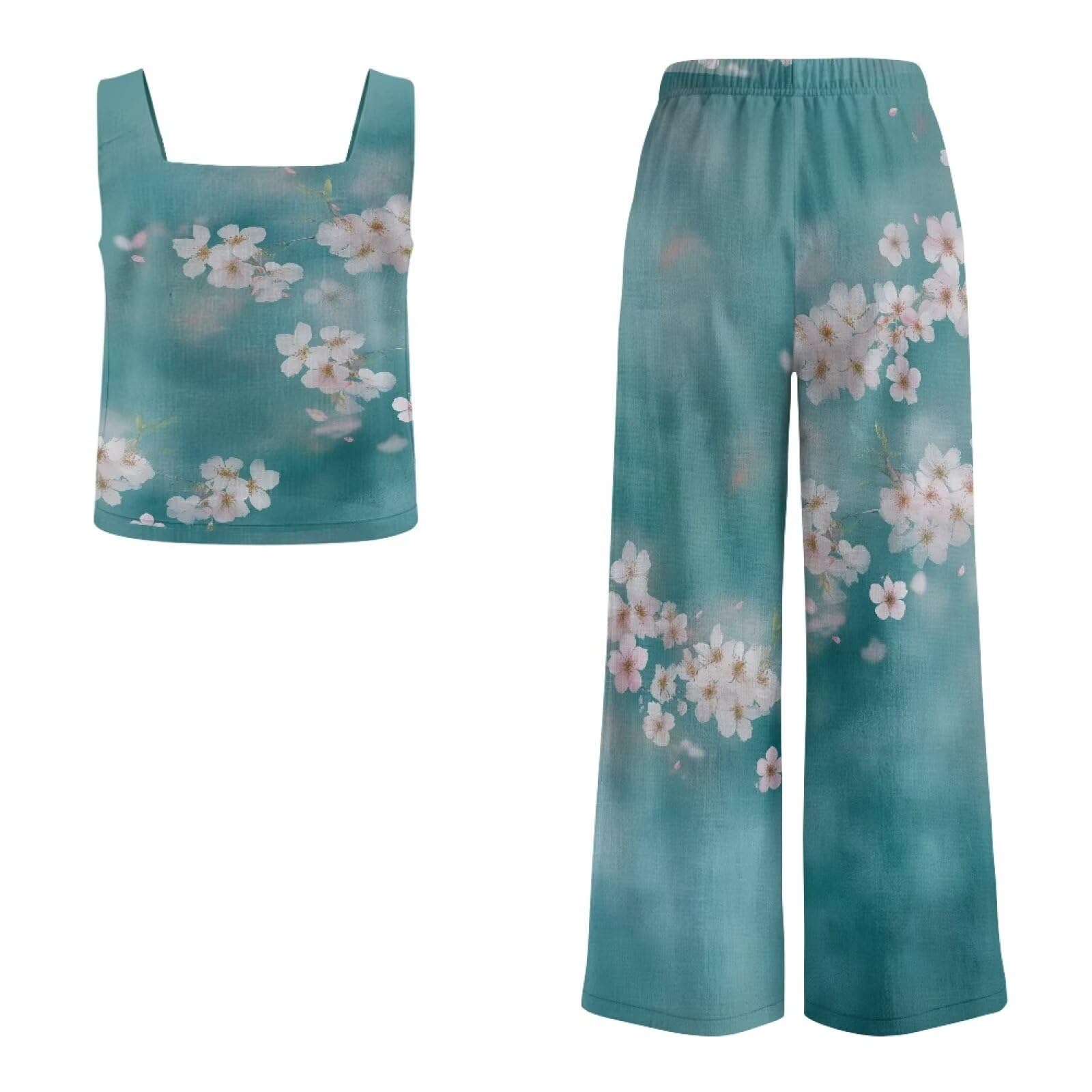Xoenoiee Set da 2 pezzi da donna con canottiera e pantaloni, abiti estivi abbinati per vacanze al mare, taglie S-2XL