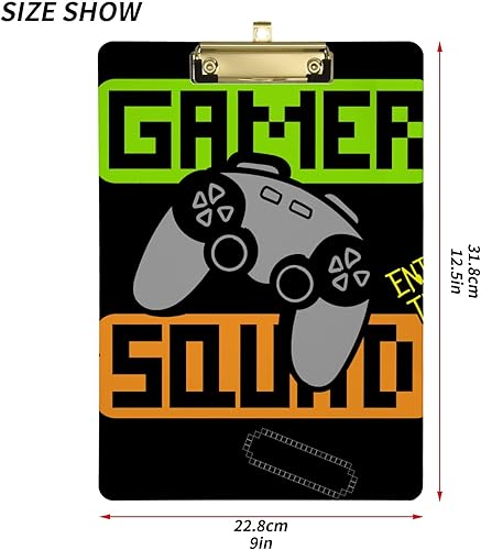 Miniatura 3 de Yasala Portapapeles acrílico Gamer Squad Joystick controlador de videojuegos tamaño carta A4 tablero de clip estándar con clip de perfil bajo de