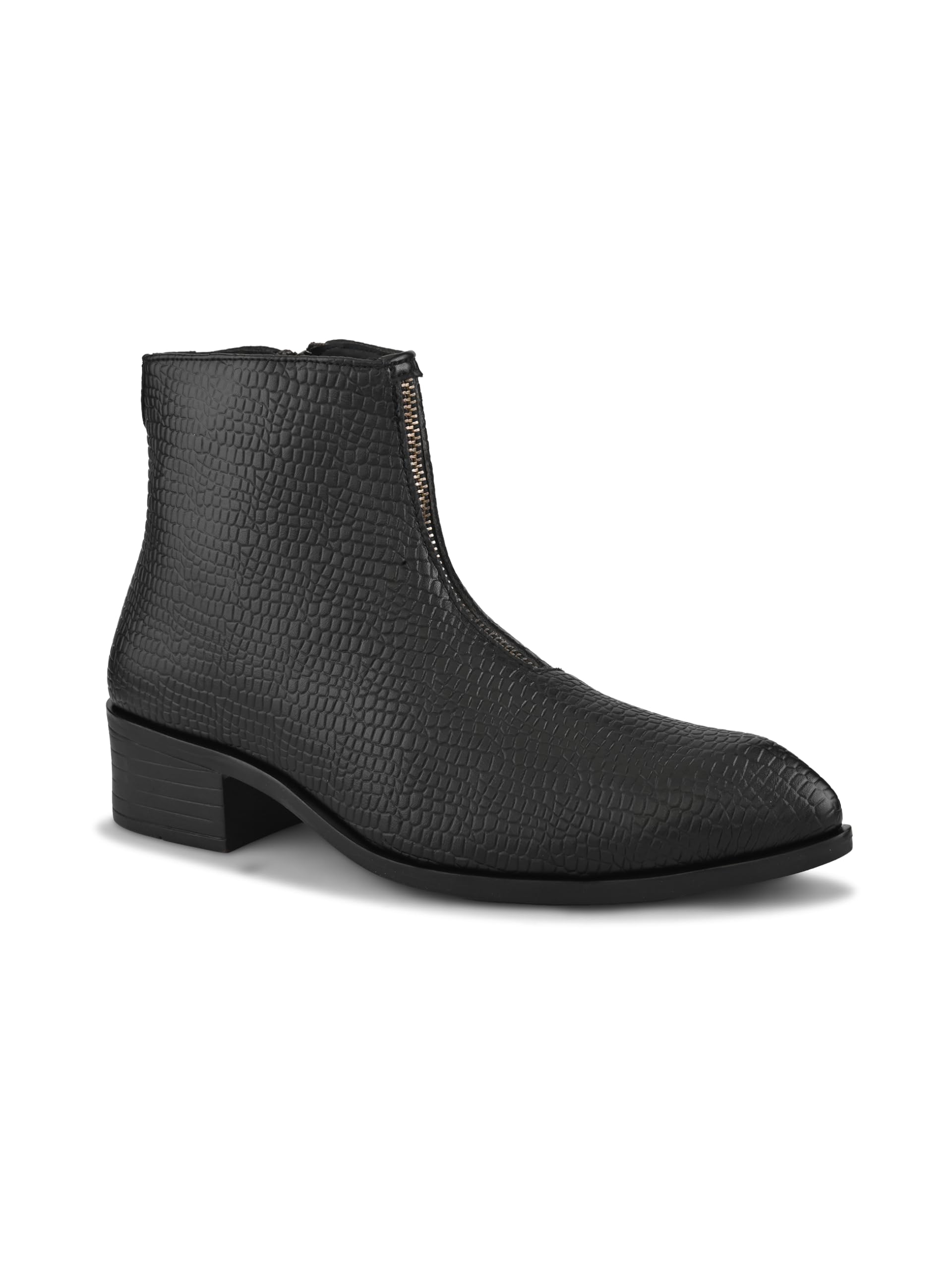 Men's Textured Mid Ankle Boots with Side Zip | Casual Chelsea Boots-image-15