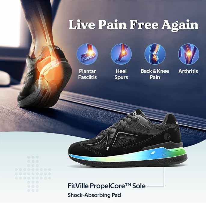 FitVille Men's Wide Walking Shoes, Extra Wide Sneakers - Rebound Core