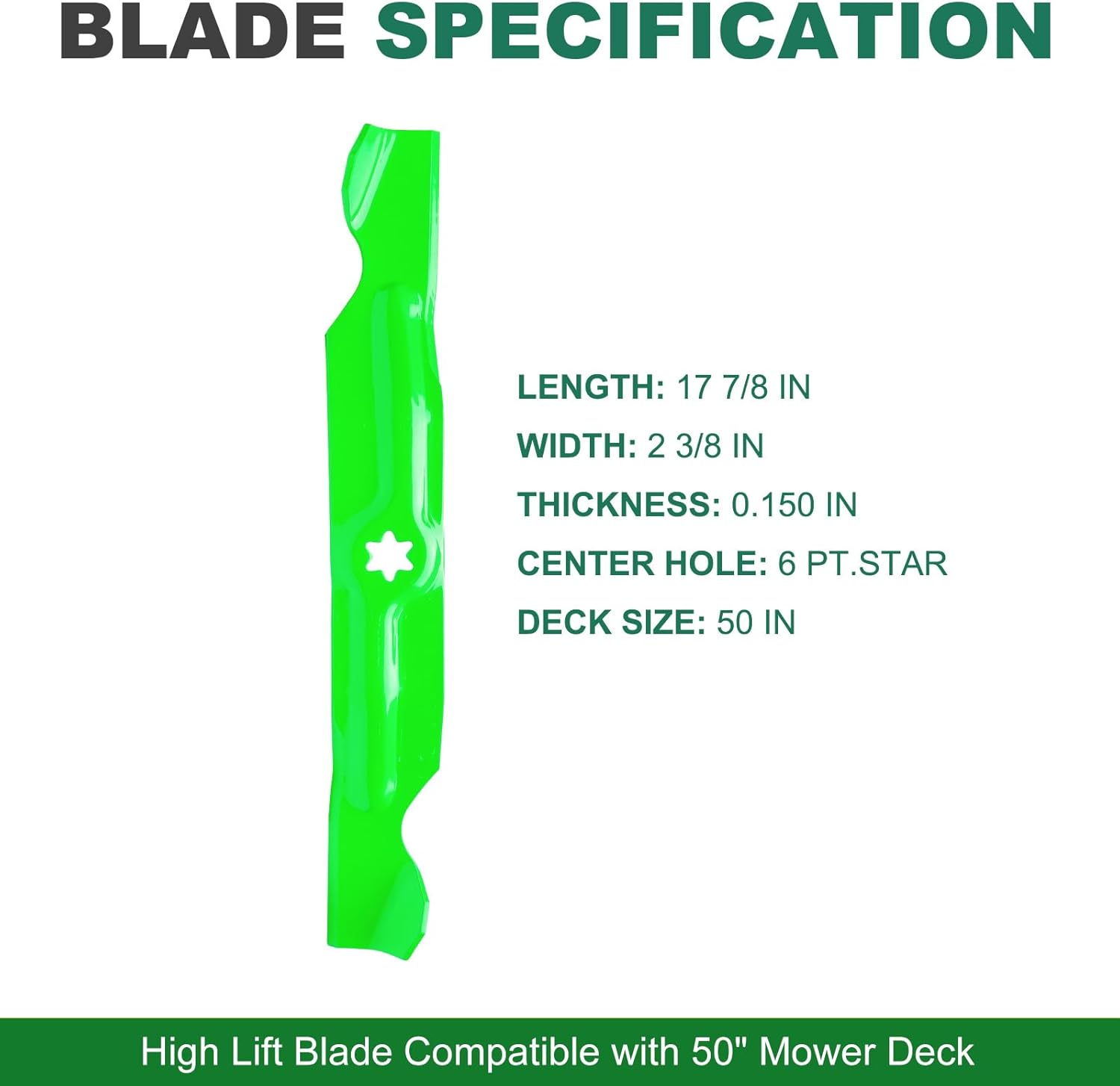 942-04053C 742-04053 742-04056 942-04056 Mower Blades - Fits MTD Cub Cadet Troy Bilt 50" Deck Zero Turn Riding Mower Lawn Tractor RZT50 LT1050 LTX1050 LTX1050KW LGT1050 (6 Point Star Mounting Hole)