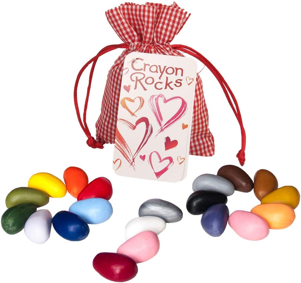 Crayon Rocks Valentine Gift in Red Bag