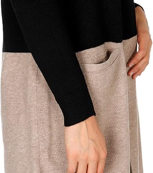 Mud Pie Women's Long Sleeve Cardigan - Acrylic Bouclé Yarn, Striped Pattern, Pockets, Black S/M